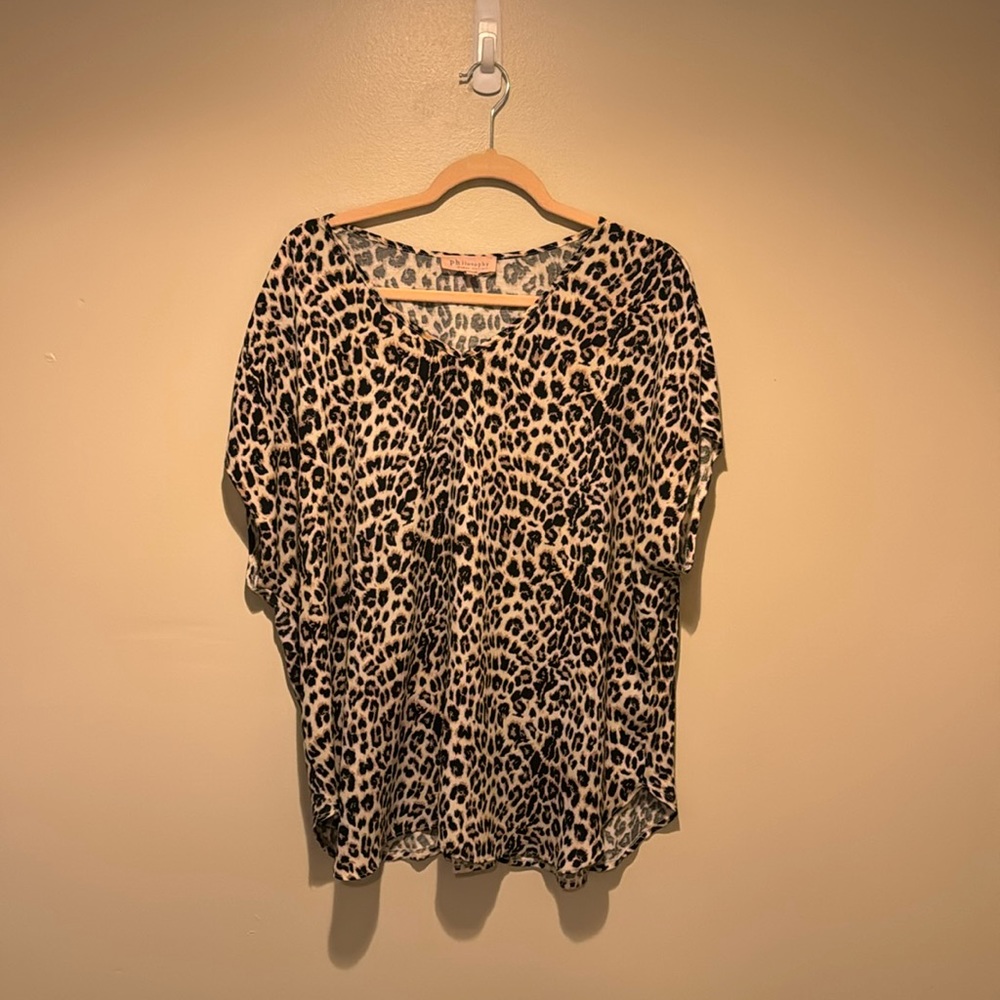 Philosophy Cheetah Print Short Sleeve Blouse